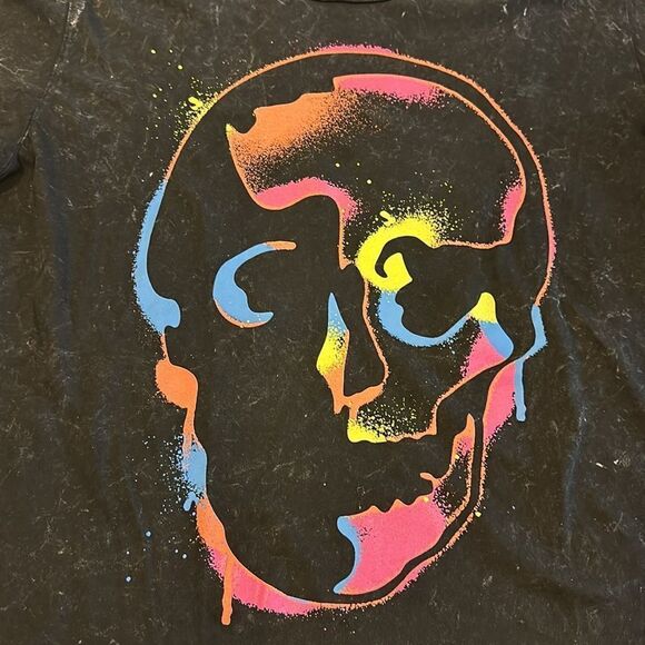 Chrldr Women’s Black Neon Multi Colored Skull - Size S - Picture 2 of 6